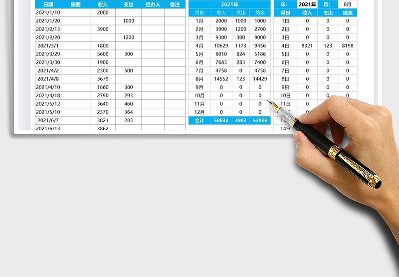 2025现金收支记账统计表免费下载