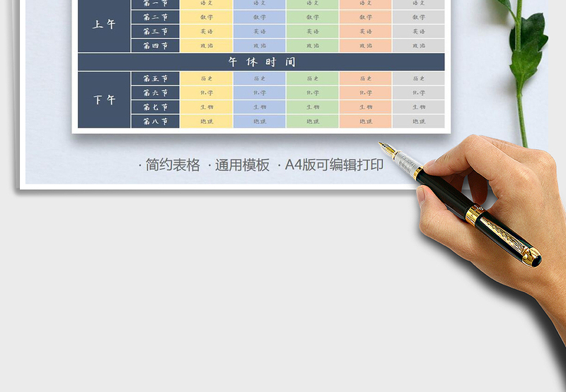 2025年简约彩色课程表免费下载