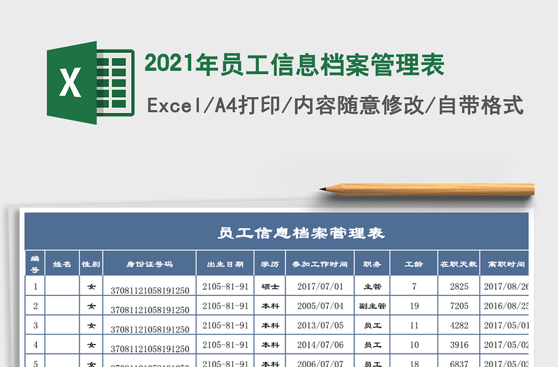 2025年员工信息档案管理表