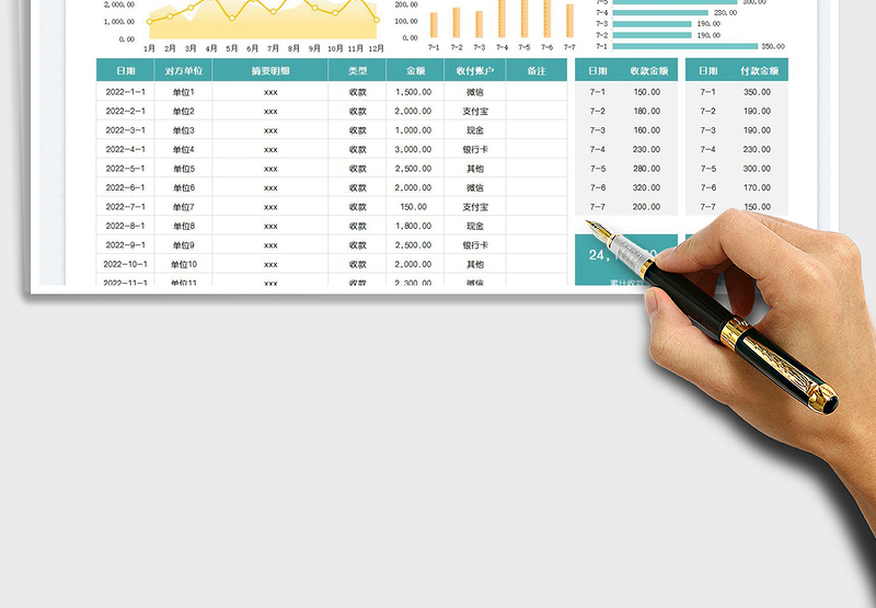 2025财务收付款明细表免费下载