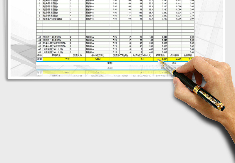 2025产能表(裁断)效能表(IE)计件单价表免费下载