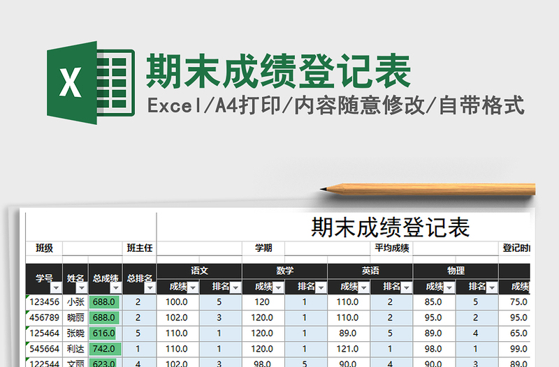 2025年期末成绩登记表