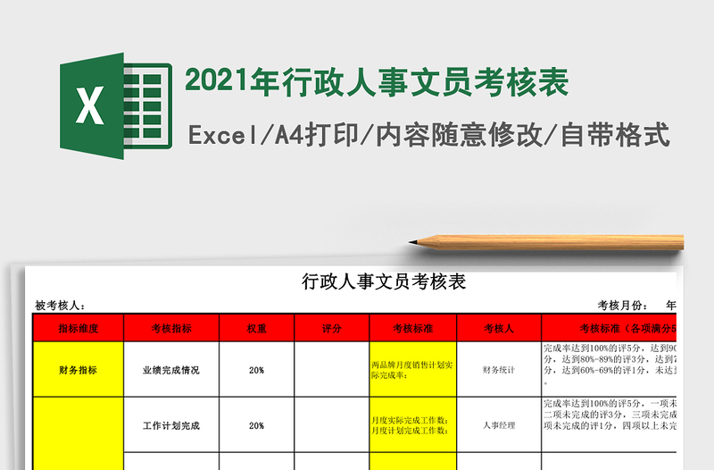 2025年行政人事文员考核表