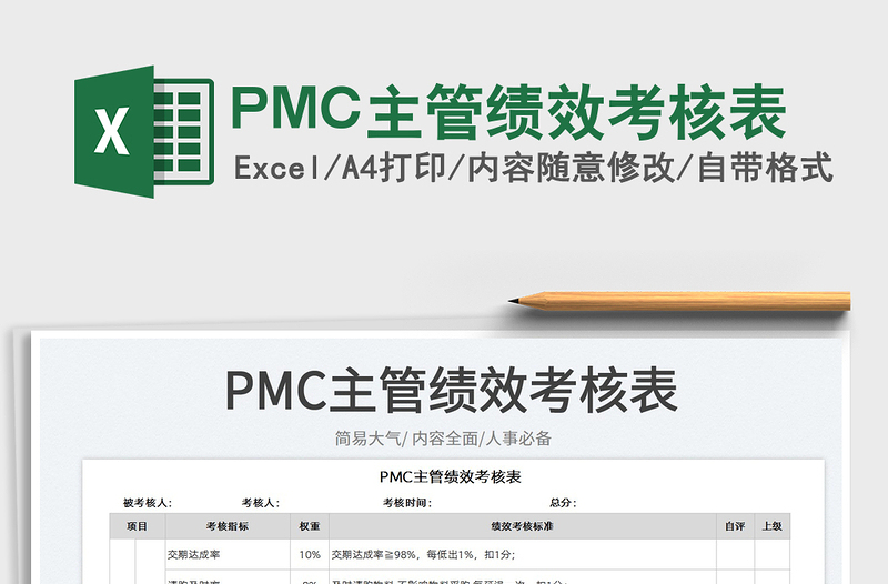 2025PMC主管绩效考核表
