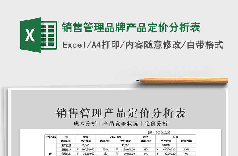 2025年销售管理品牌产品定价分析表