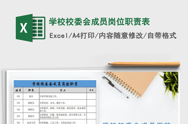 2025年学校校委会成员岗位职责表