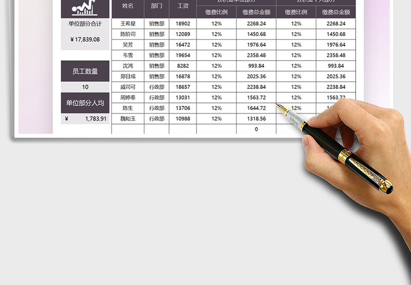 2025员工公积金缴纳统计表免费下载