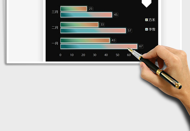 2025彩色发光簇状条形图免费下载