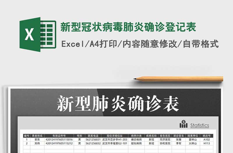 2025年新型冠状病毒肺炎确诊登记表