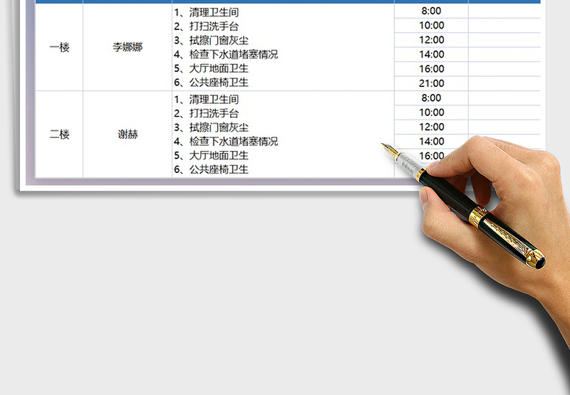 2025年物业管理楼层卫生负责安排表