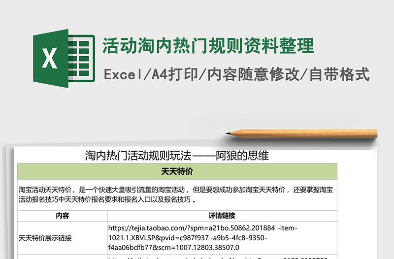活动淘内热门规则资料整理