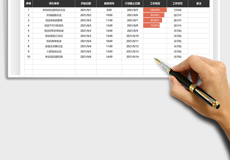 2025工作进度表-待办事项提醒免费下载