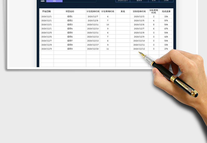 2025年工作计划表-条形图显示