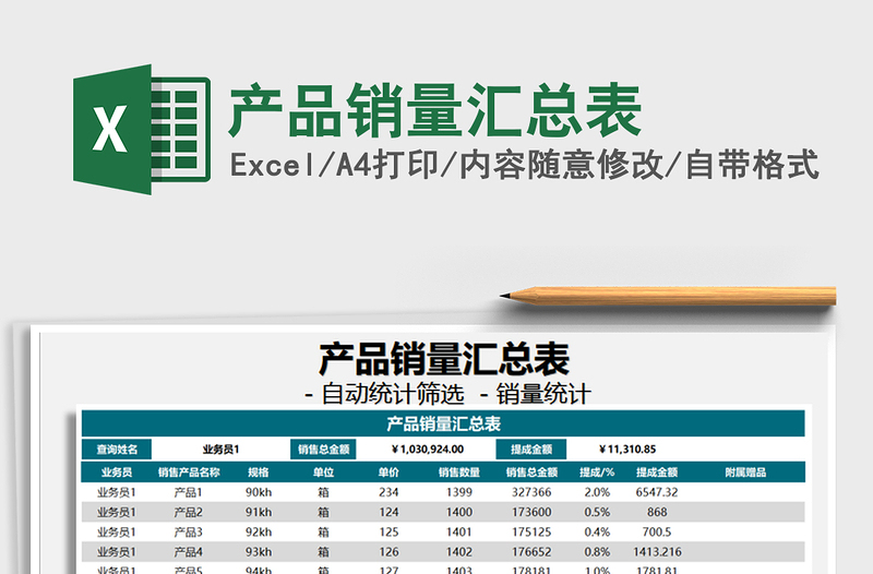 2025年产品销量汇总表