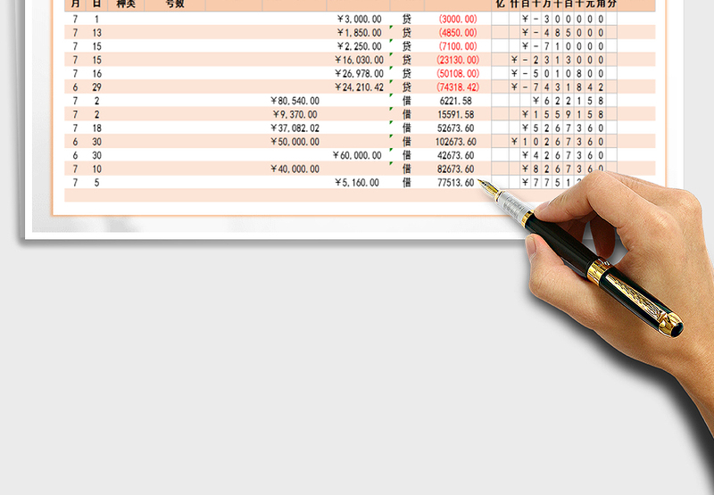 2025年现金日记账-隔行显示底纹