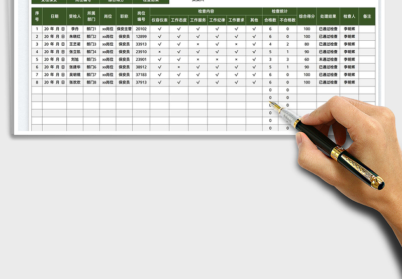 2025保安工作班检表免费下载