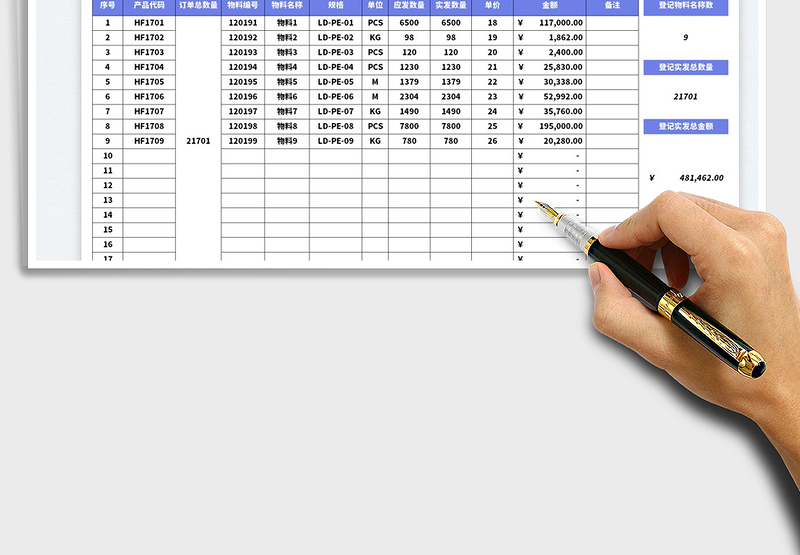 2025物料清单表免费下载