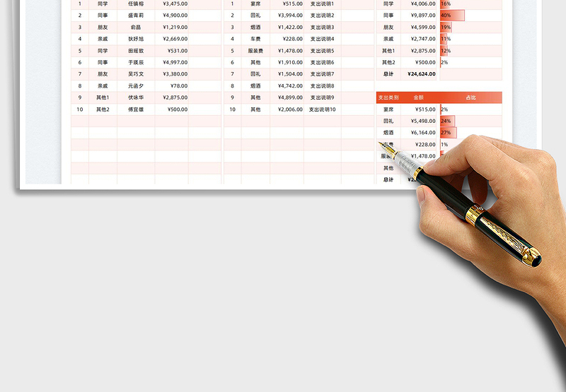 2025婚礼收入支出记录表免费下载