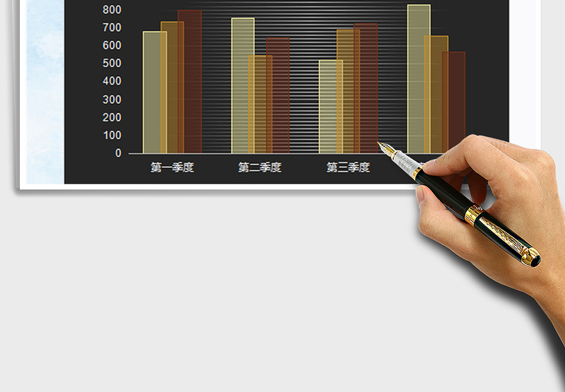 2025年数据分析质感透视柱形图表模板