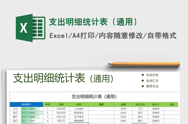 2025年支出明细统计表（通用）