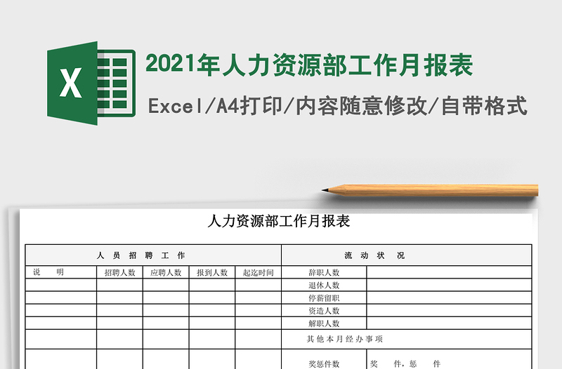 2025年人力资源部工作月报表