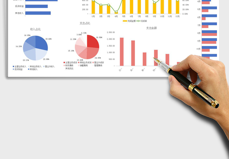 年度收入支出财务报表可视化图表