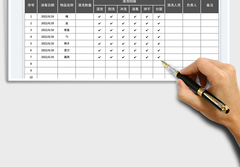 2025餐具清洗消毒记录表免费下载