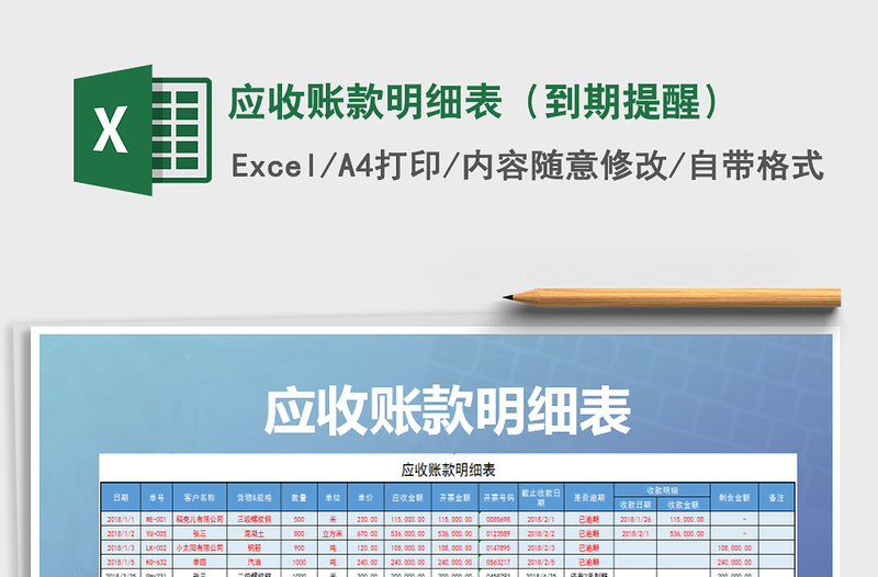 2025年应收账款明细表（到期提醒）