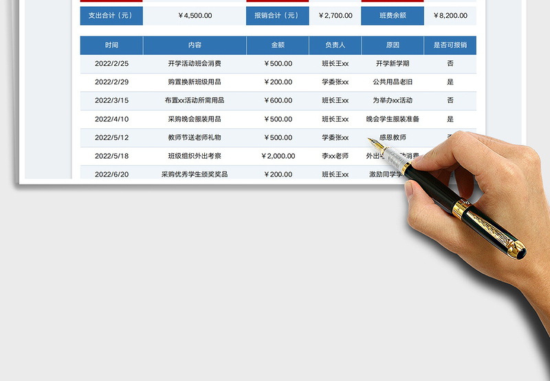 2025大学班费透明收支明细表免费下载