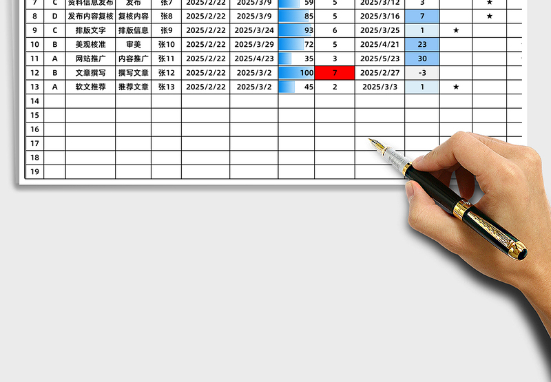 工作计划进度表