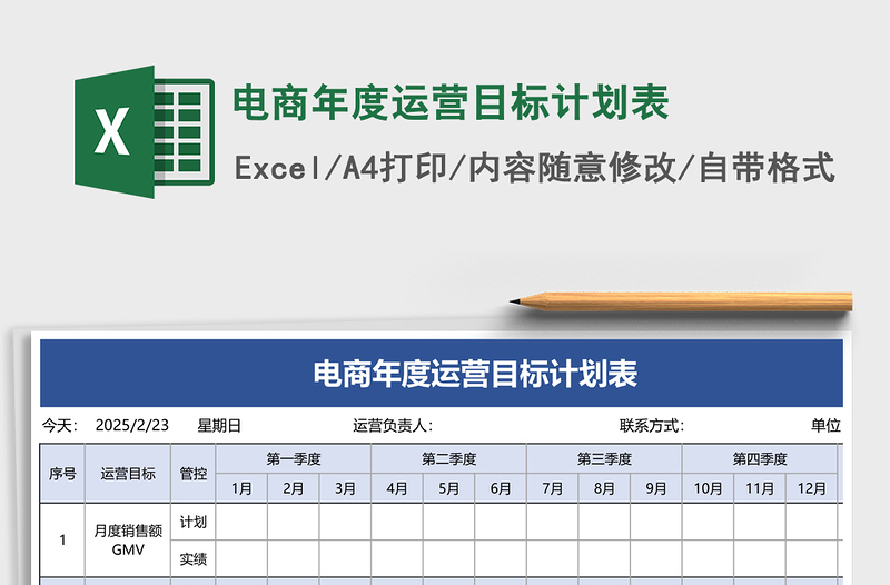 电商年度运营目标计划表