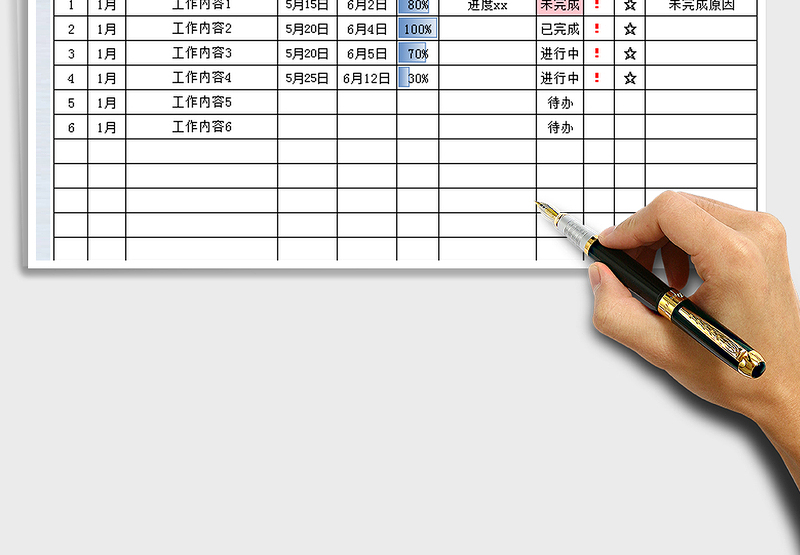 2025年工作计划进度表-自动预警