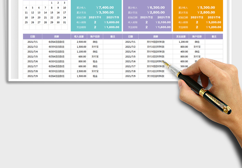 2025财务收入支出记账表格免费下载