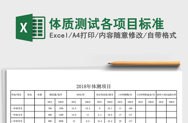 2025年体质测试各项目标准