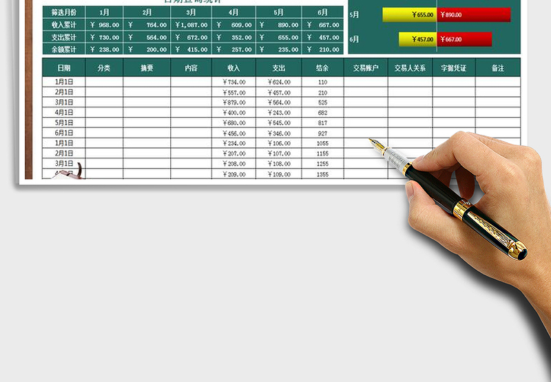 2025年现金日记账图表分析-查询统计