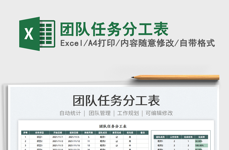 2025团队任务分工表免费下载