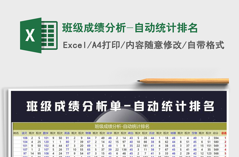 2025年班级成绩分析-自动统计排名