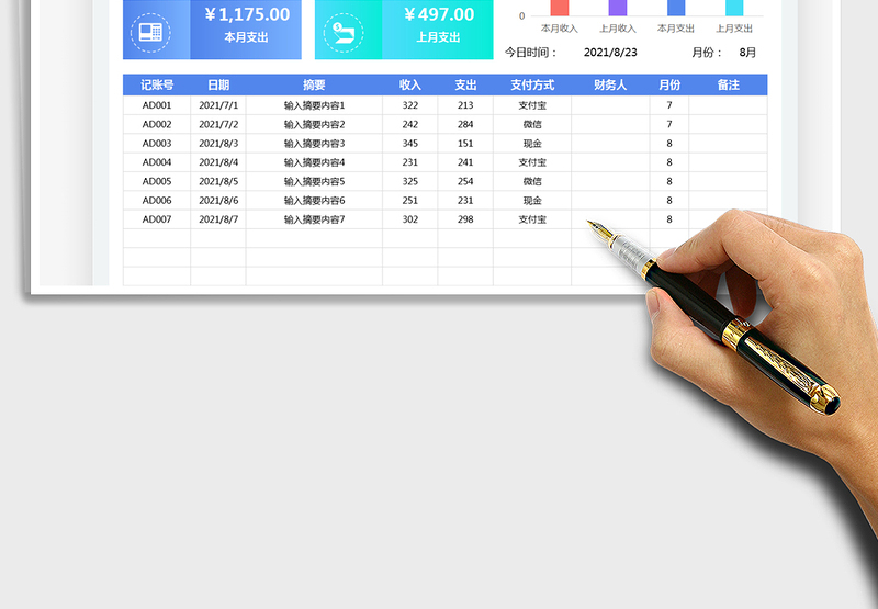 2025收支表-财务收入支出日记账免费下载