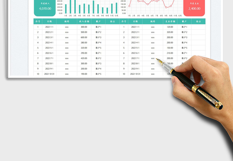 2025财务收支记账表-分析表免费下载