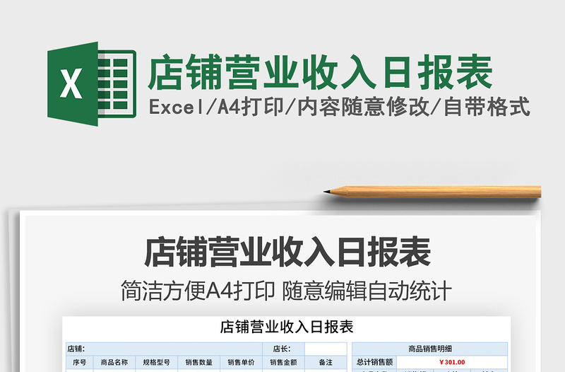 2025店铺营业收入日报表免费下载