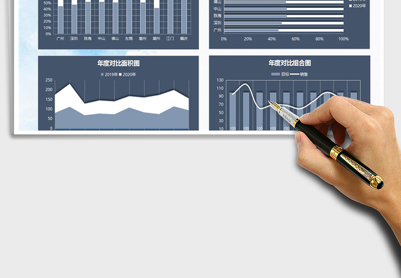2025潘通蓝商务图表模板 数据可视化免费下载