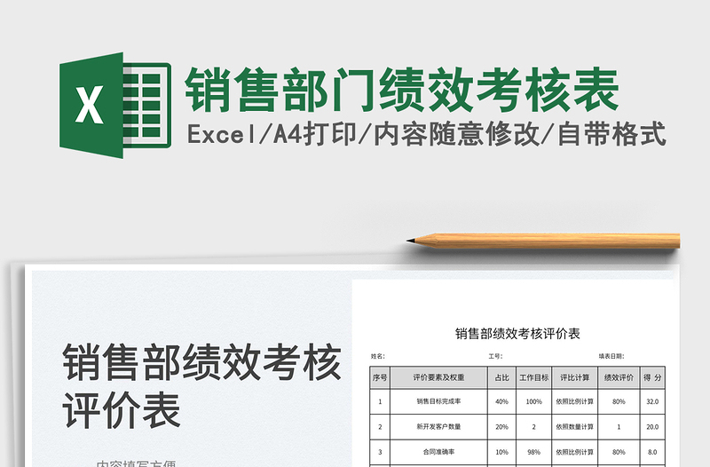 2025销售部门绩效考核表免费下载