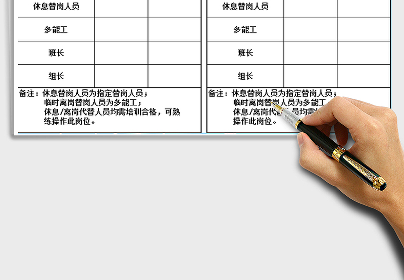 2025年工站人员定岗定位卡