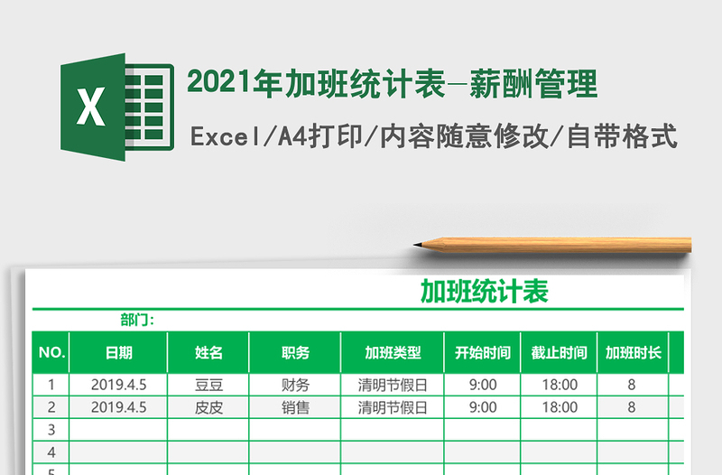2025年加班统计表-薪酬管理