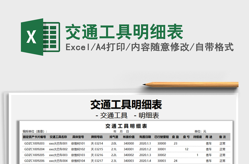 2025年交通工具明细表