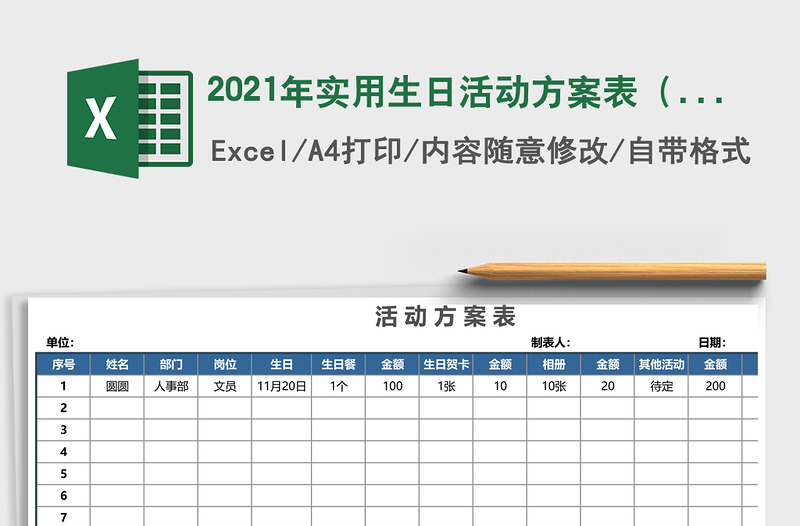 2025年实用生日活动方案表（精美大方）