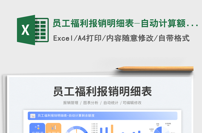 2025员工福利报销明细表-自动计算额度免费下载