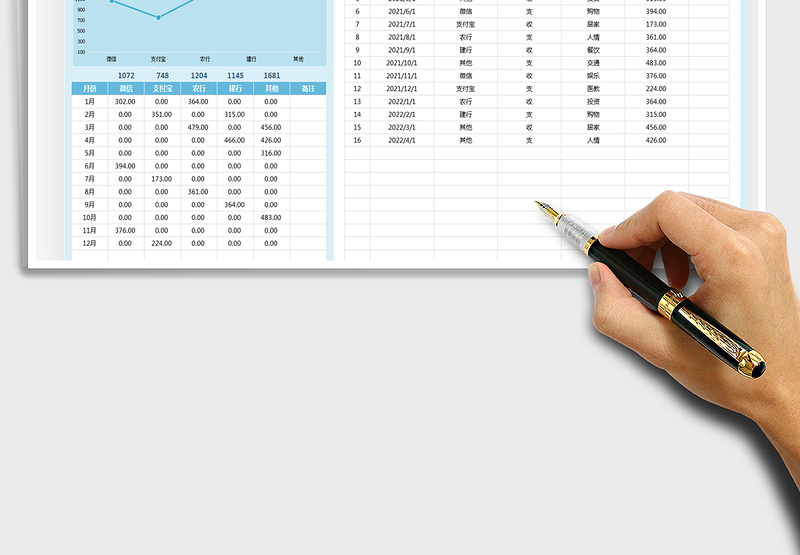 2025财务收支表-账户金额统计免费下载