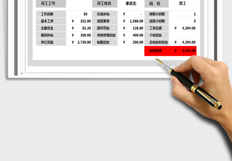 2025年员工工资单