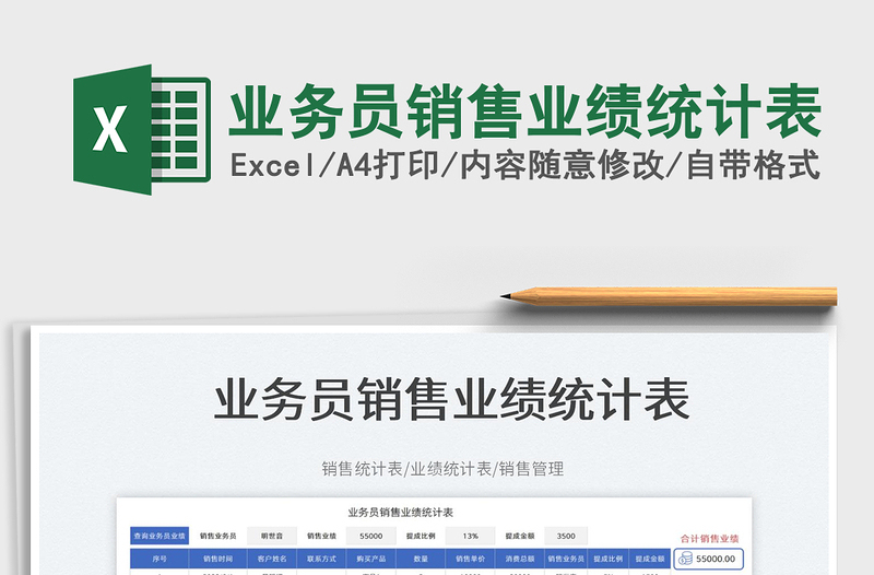 2025业务员销售业绩统计表免费下载